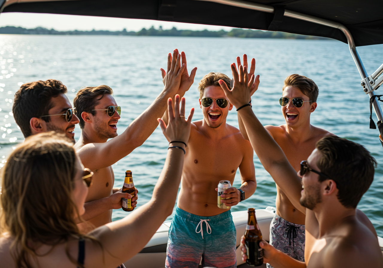 Friends high-fiving